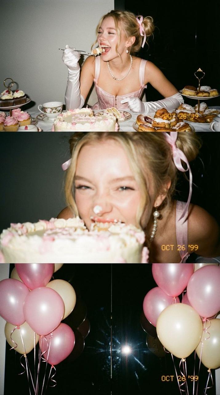 Pink bow birthday cake moment